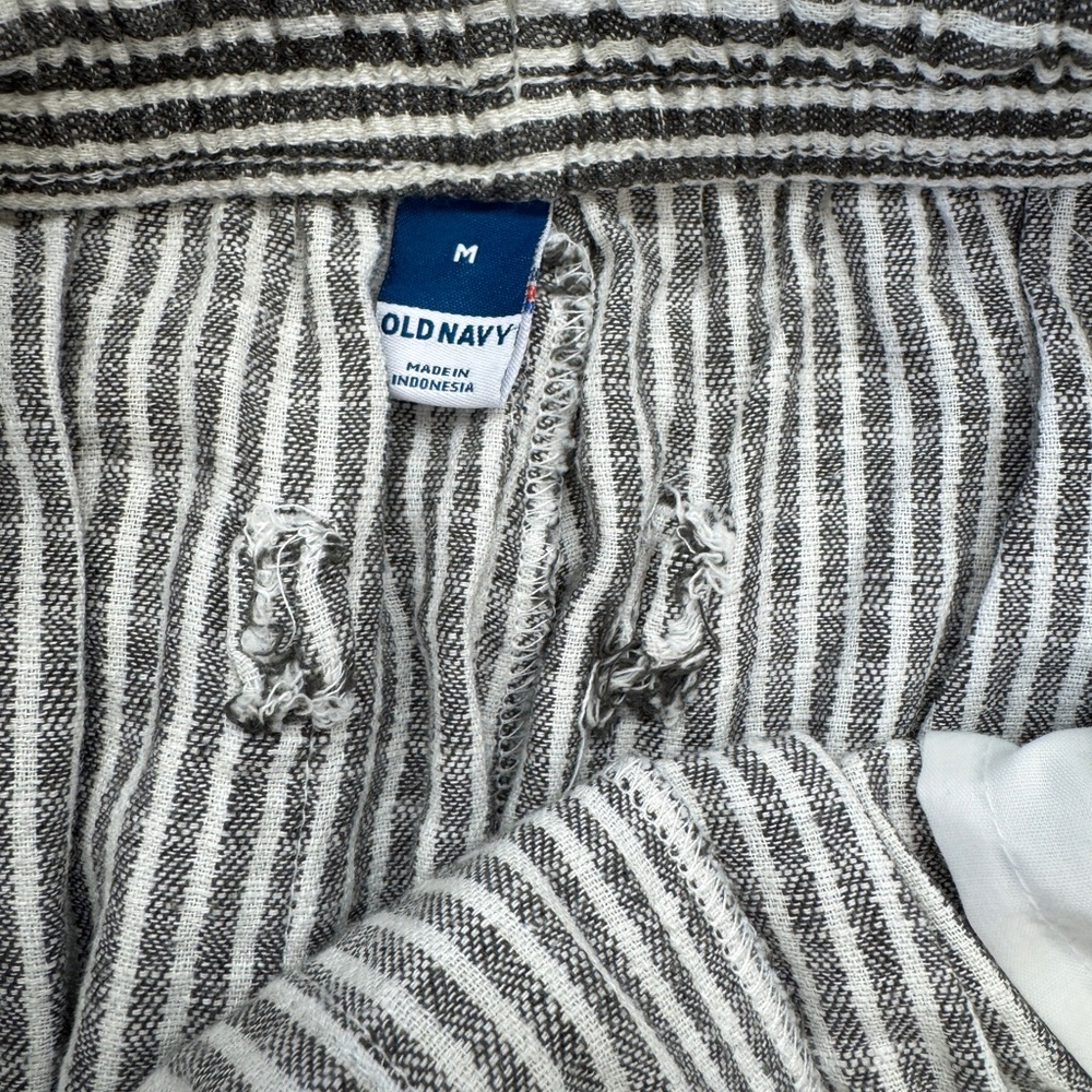 Old Navy Cotton/Linen Blend Pull On Striped Wide-Leg Pants- Gray Size M - Picture 4 of 7